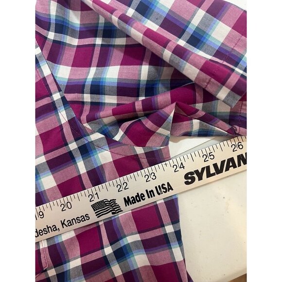 Van Heusen Mens Classic Fit Plaid Button-Down Shirt Size L - Picture 4 of 5